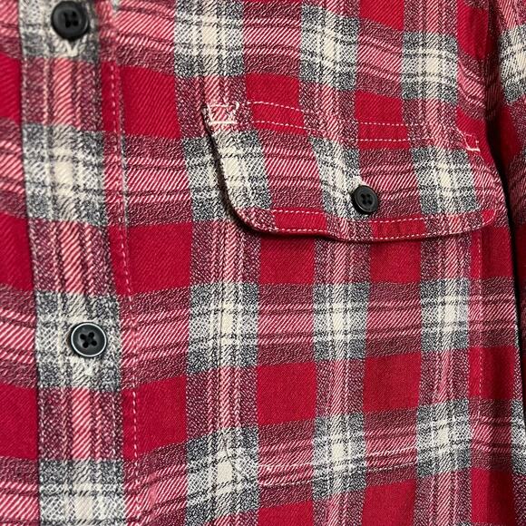Madewell Ex-Boyfriend Shirt in Fairfax Plaid Button Front Size Small Red Grey - Picture 4 of 9